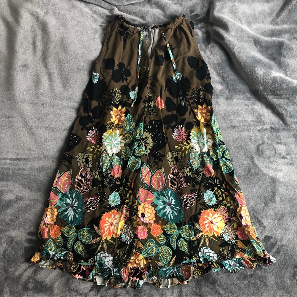 LOFT Tie Front Floral Dress